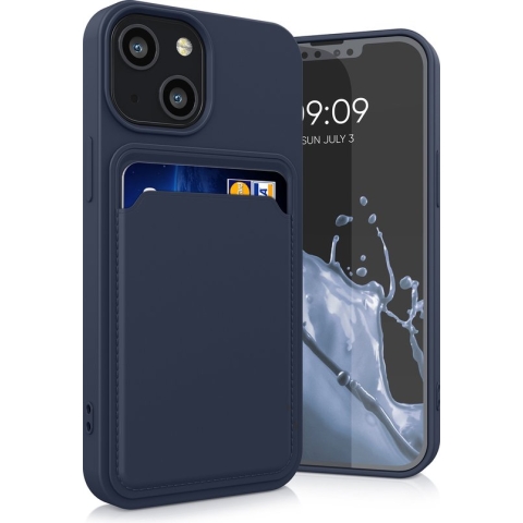 kwmobile telefoonhoesje geschikt voor Apple iPhone 13 mini - Hoesje met pasjeshouder - TPU case in donkerblauw