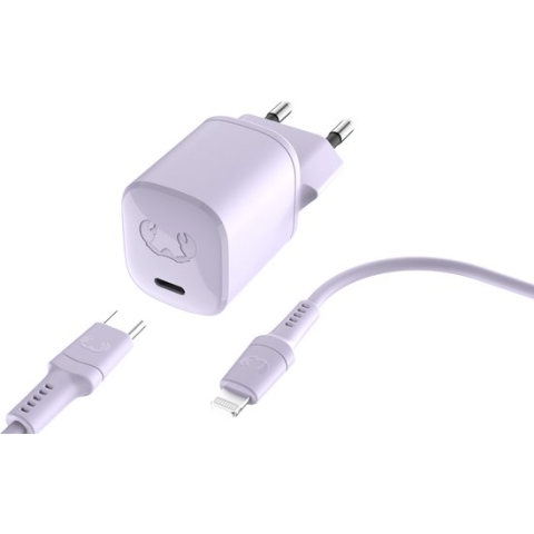 Fresh 'n Rebel - Snellader iphone - Mini oplader Usb c inclusief Lightning Cable - 20W - Dreamy Lilac