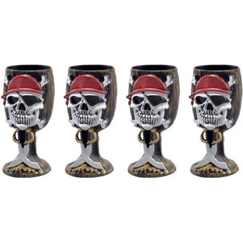 4x Piraten feest accessoires drinkbekers van 10 cm - Piraten thema feestje feestartikelen
