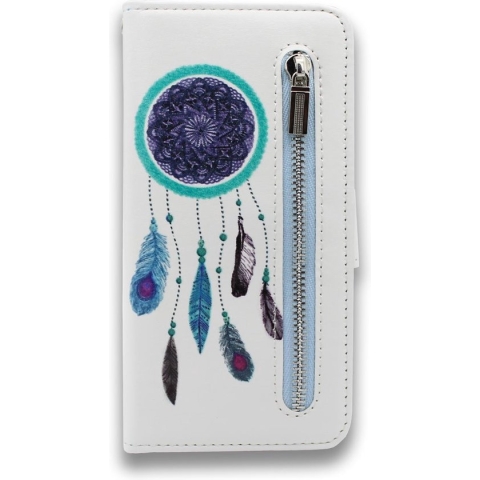 HB Hoesje voor Apple iPhone XS Max - Portemonnee met Print & Rits Vakje - Kaarthouder & Magneetlipje - Dreamcatcher