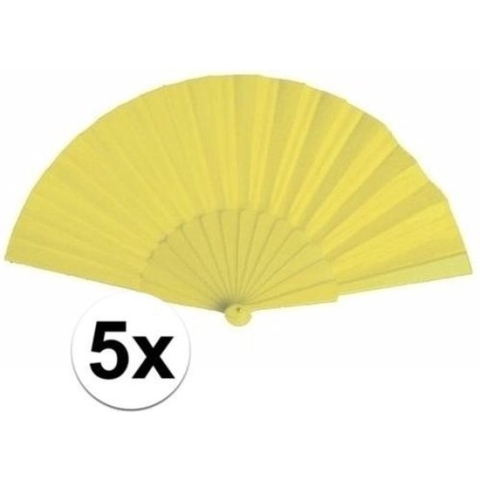 5x stuks Spaanse Handwaaiers geel 23 cm