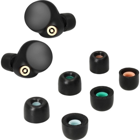 kwmobile 6x cover voor oordopjes - Compatibel met Sony WF-1000XM4 - Van memory foam in zwart - Maat S, M en L