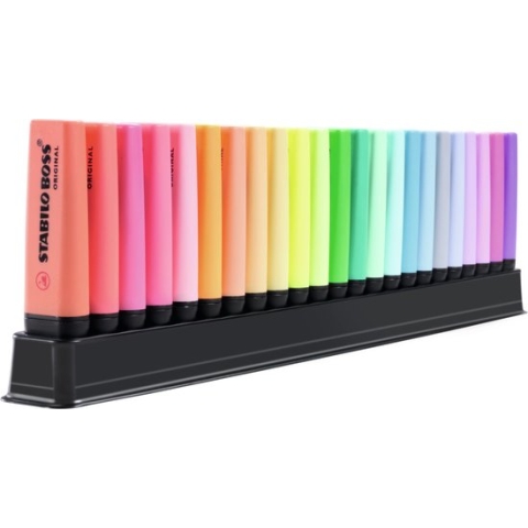 STABILO BOSS ORIGINAL - Markeerstift - ARTY 23 Stuks Deskset - 9 Standaard + 14 Pastel Kleuren