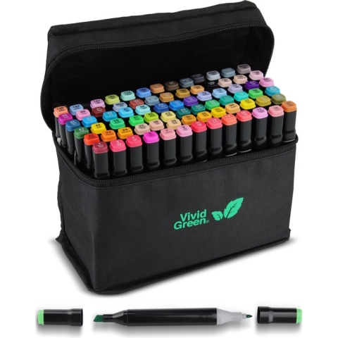 Vivid Green Twinmarkers 80 stuks voor volwassenen en kinderen - Alcohol Stiften - Markers - Markeerstiften
