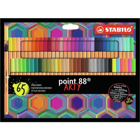 STABILO point 88 - Premium Fineliner - Fine 0,4 mm - Etui Met Alle 65 Kleuren