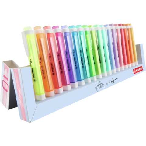 STABILO Swing Cool - Markeerstift - 18 Stuks Deskset - 10 Pastel Kleuren + 8 Standaard Kleuren