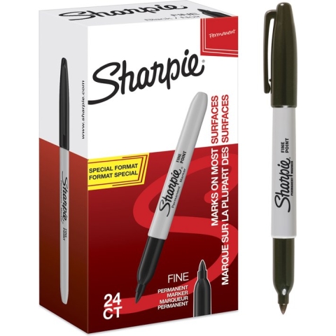 Sharpie Permanentmarkers | Fijne punt | Zwarte inkt | 24 stuks