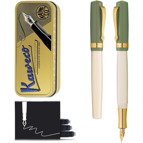 Kaweco - Vulpen - Kaweco STUDENT Fountain Pen 60's Swing - Groen Ivory - Met extra doosje vullingen - Medium