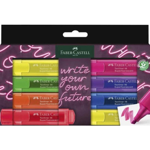Faber-Castell tekstmarkers - neon - 8 stuks - in karton etui - FC-254601
