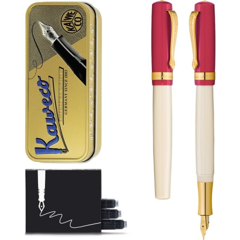 Kaweco - Vulpen - Kaweco STUDENT Fountain Pen 30’s Blues - Rood Ivory - Met extra doosje vullingen - Extra Fine