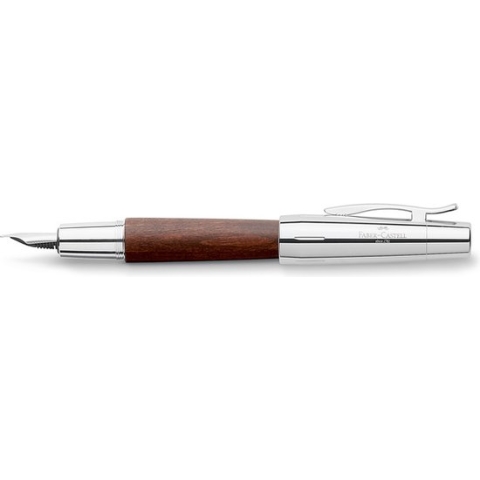 Faber-Castell vulpen - E-motion - chroom/ donkerbruin perenhout - M - FC-148210