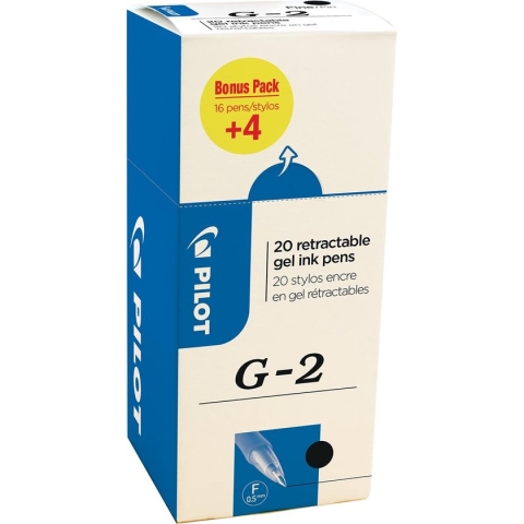 Pilot gelroller G-2 fijn, zwart, value pack met 16 + 4 stuks