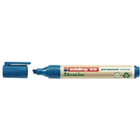 edding 22 EcoLine Permanente Marker, Beitelvormige Punt, 1 - 5 mm, Blauw (doos 10 stuks)