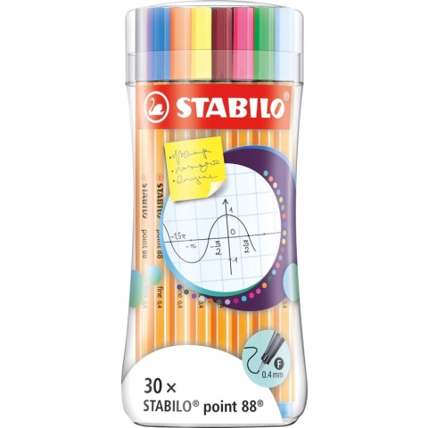 STABILO point 88 - Fineliner 0,4 mm - Sleeve Pack - Met 30 Verschillende Kleuren