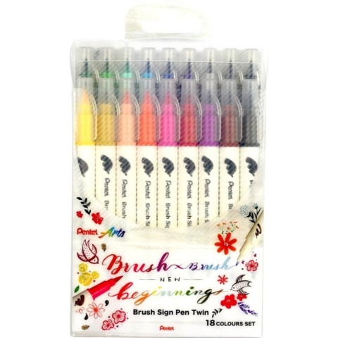 Pentel Brush Sign Pen Twin 18 kleuren