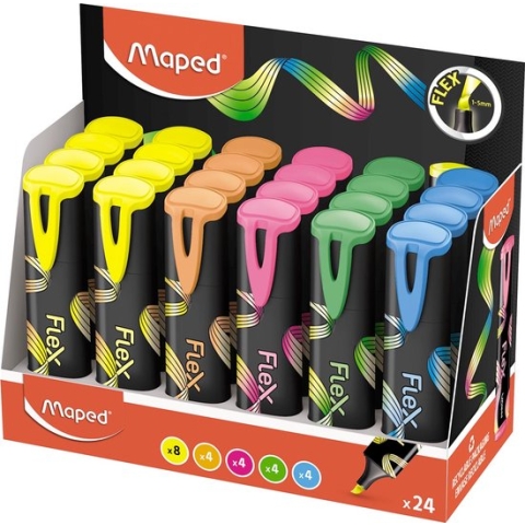 Maped Fluo'Peps Flex markeerstift, assorti, display van 24 stuks
