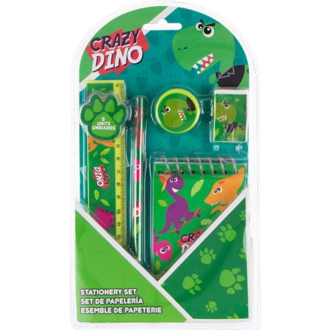 Kids Licensing Schrijfset Crazy Dino 25 X 13,8 Cm Groen 5-delig