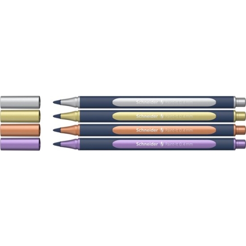 Schneider Paint-it 050 - rollerball metallic - 0.4mm - etui 4 stuks - assorti - S-ML05011501