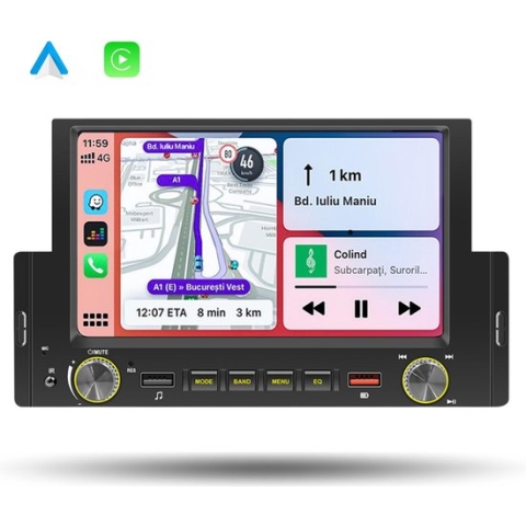 Boscer® 1Din Autoradio - Apple Carplay & Android Auto - 6,2" HD Touchscreen - Bluetooth, USB & MP5 - Achteruitrijcamera & Externe Microfoon