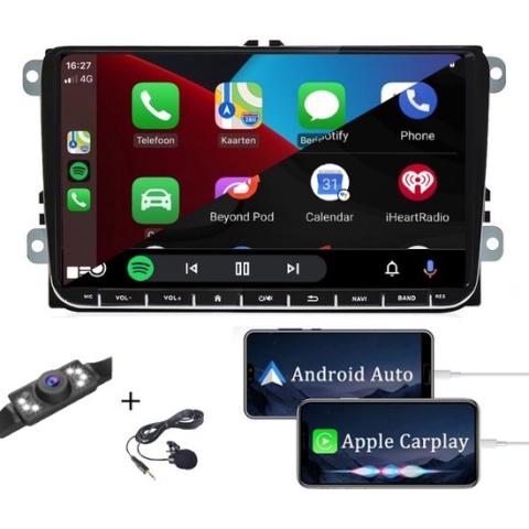 Boscer® Autoradio Volkswagen, Skoda & Seat - Apple Carplay & Android Auto - Android 10 - 9" HD Touchscreen - Navigatiesysteem - Achteruitrijcamera & Microfoon