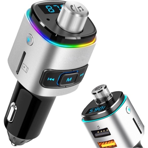 MMOBIEL Bluetooth FM Transmitter Auto – Carkit FM Radio Adapter voor Handsfree Bellen – FM-Zender V5.0 Bluetooth Transmitter – Auto Oplader USB-A QC 3.0