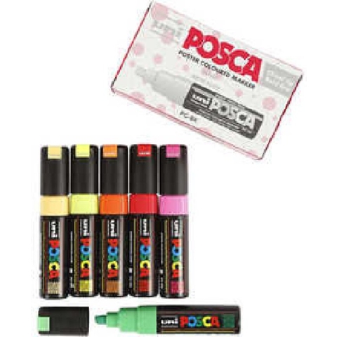 Posca Marker, diverse kleuren, afm PC-8K, lijndikte 8 mm, 6 stuk/ 1 doos