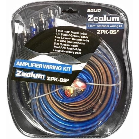 Zealum  ZPK8S2 Aansluitset / Kabelset 8mm2 - voor auto versterker of actieve subwoofer - incl. kabels