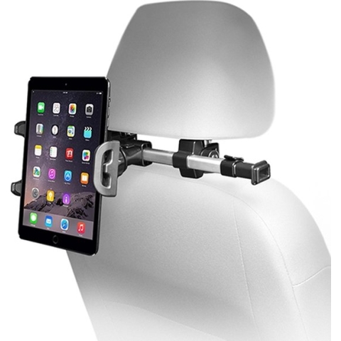 Macally HRMOUNTPRO verstelbare autostoelhoofdsteunhouder voor iPad/tablet (zilverkleurige frame)