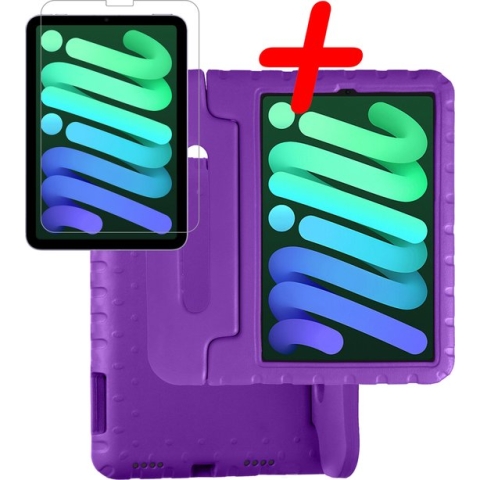 iPad Mini 6 Kinder Hoes Kids Cover Met Screenprotector - Kindvriendelijke iPad Mini 6 Cover Kids Case - Paars