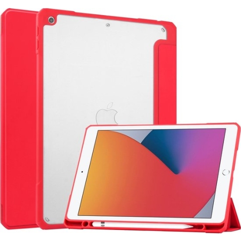 iPad 10.2 (2019 / 2020 / 2021) Hoes - Transparante Case - Tri-fold Back Cover - Rood