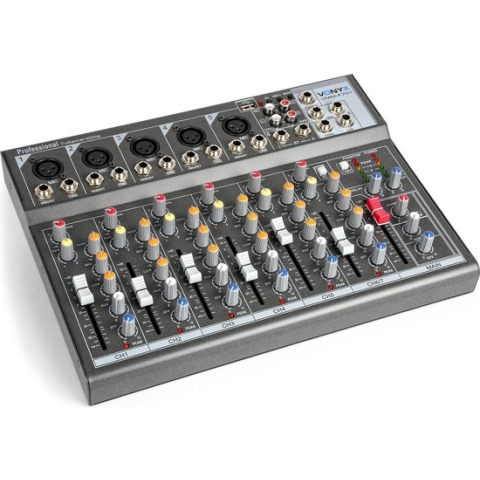 Mengpaneel - Vonyx VMM-F701 - Professionele 7-kanaals mixer met o.a. mp3 speler, echo en delay effecten