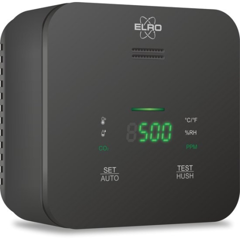 ELRO FCO2400 CO2 Meter – Luchtkwaliteitsmeter met NDIR sensor voor CO2, Temperatuur en Luchtvochtigheid – met Zelfkalibratie