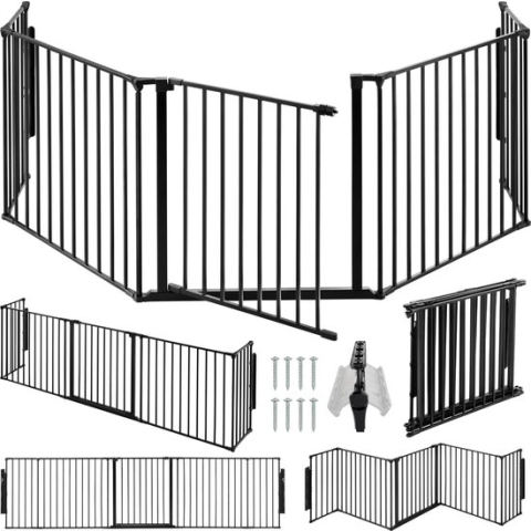 tectake® - Openhaardhek veiligheidshek haardscherm- Agni - 5 elementen - stabiel en veilig - 403569