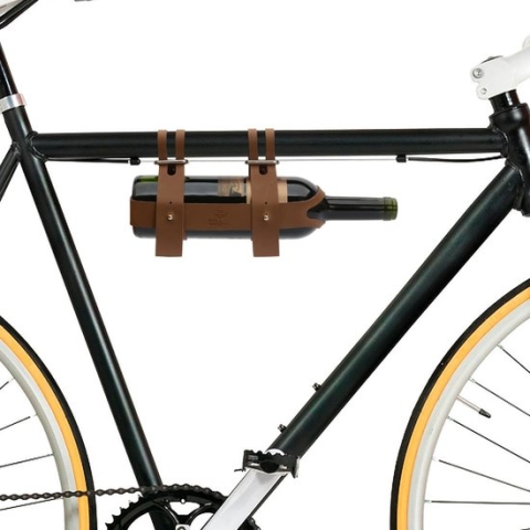 Bar Amigos - Wijnfleshouder - Wijnhouder - Wijnfles Houder Fiets Leder - Accessoires - Bidonhouder