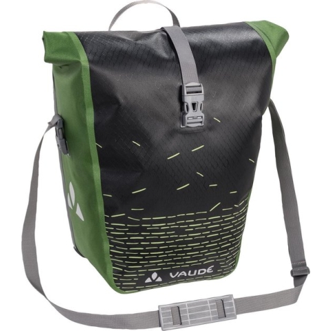 VAUDE Aqua Back Print Single Fietstas - 24 L - black/green - waterdichte rolsluiting