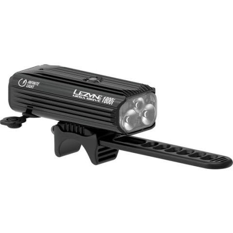 Lezyne Mega Drive 1800i Loaded Pro Kit - Oplaadbare LED fietslampen - LED Mega Drive 1800i en KTV Pro Smart - Infinite Light Power Pack - Voor 1800 Lumen & 7 standen - Achter 75 Lumen & 6 standen - Waterdicht - Zwart