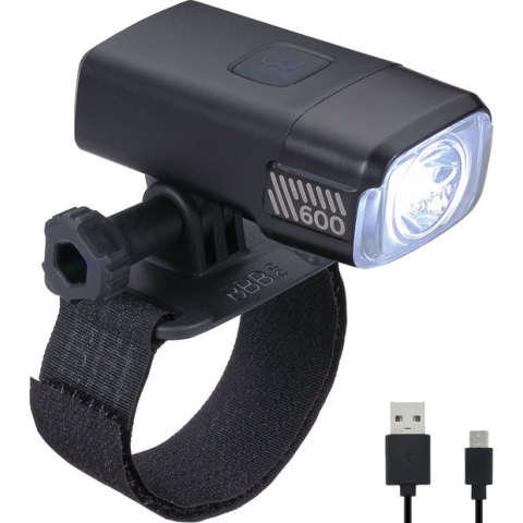 BBB Cycling Adventure Strike 600 Helmlamp - Fietslamp voor Helm - Fietsverlichting USB Oplaadbaar - 600 Lumen - met Helm Bevestiging - Lange Accuduur - BLS-162