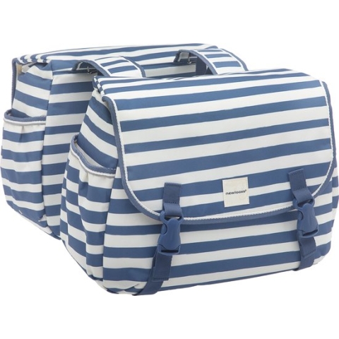 New Looxs Blue Stripe Joli Dubbele Fietstas - 34 liter - Blauw / Wit
