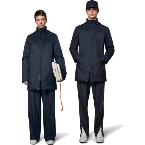 Regenjas - RAINS - Padded Nylon Coat Navy - Maat XS