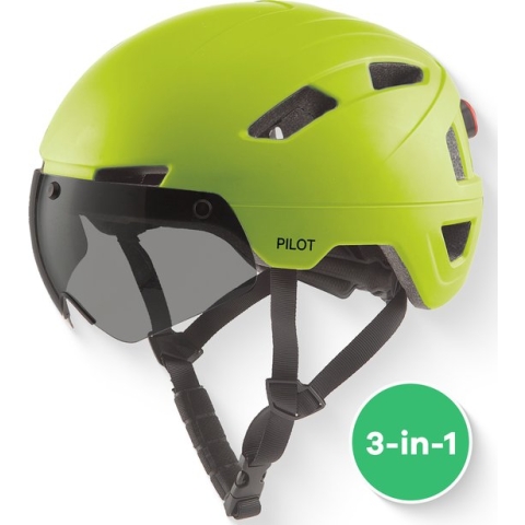 GOOFF® PILOT 3 in 1 Snorscooterhelm met afneembaar vizier - fluorgeel - lichtgewicht snorfiets helm - NTA gecertificeerd speed pedelec helm - geschikt voor blauw kenteken snorscooter en snorfiets - maat L - voor vrouwen en mannen