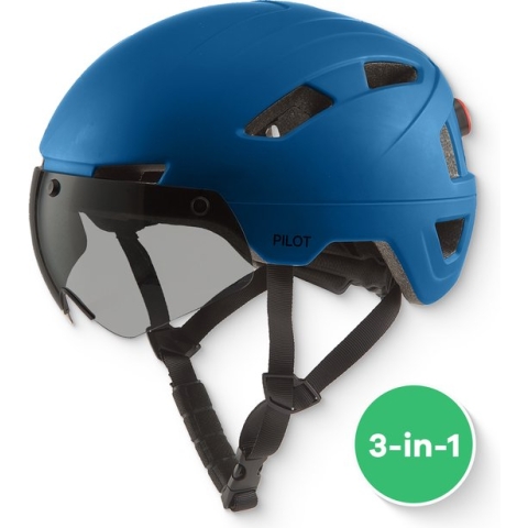 GOOFF® PILOT 3 in 1 Snorscooterhelm met afneembaar vizier - matblauw - lichtgewicht snorfiets helm - NTA gecertificeerd speed pedelec helm - geschikt voor blauw kenteken snorscooter en snorfiets - maat S - voor vrouwen en mannen
