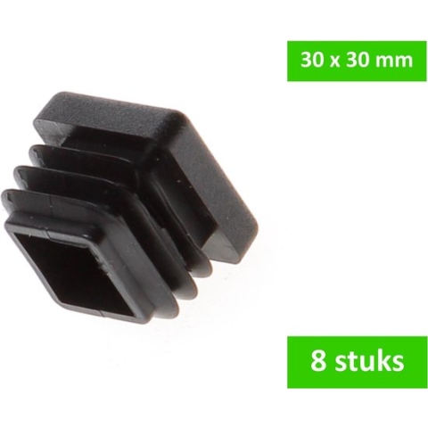 DELTAFIX insteekdop | 30 x 30 mm | zwart kunststof | 8 STUKS