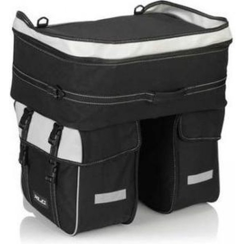 XLC dubbele fietstas Triple Traveller BA-S68 zwart/antraciet