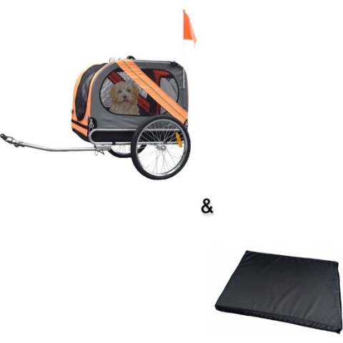 Duvo+ Hondenfietskar - Pet Trailer 2 - Grijs / Oranje - Incl. ligmat
