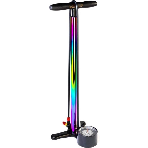 Lezyne Classic Floor Drive Vloerpomp – Vloerpomp – Extra lang – 15 bar maximale druk – Manometer – 8,9cm – Stevige slang – Staande pomp – Neo Metalic