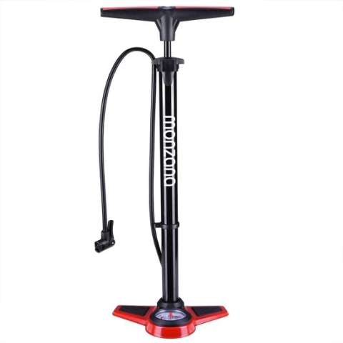 Monzana Fietspomp - incl. 3 Extra Adapters 100 cm Slang – Zwart