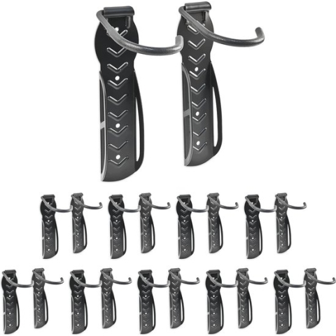 Relaxdays 20x fiets ophangsysteem - fietsbeugel muur - tot 25 kg - zwarte fietshouder wand