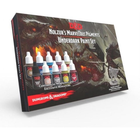 The Army Painter Dungeons and Dragons Nolzur's Marvelous Pigments Underdark Paint Set, 10 acrylverf in 12 ml druppelflessen, 1 DnD miniatuur