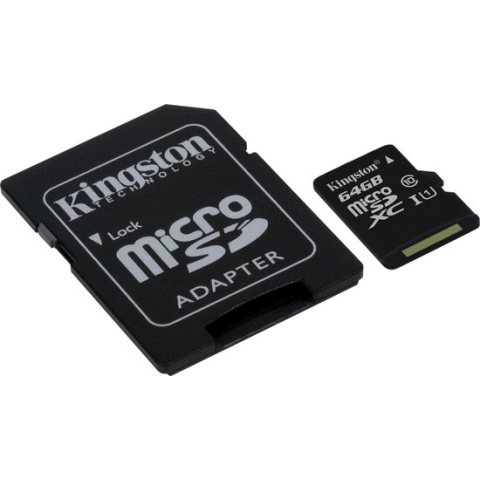 Kingston Micro SD kaart 64 GB + SD Adapter