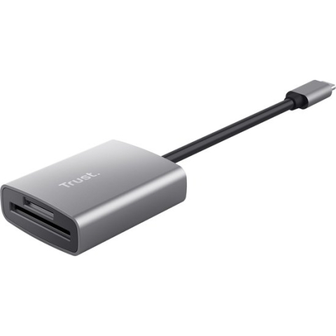 Trust Dalyx compacte kaartlezer van aluminium met USB-C-aansluiting - Zilver